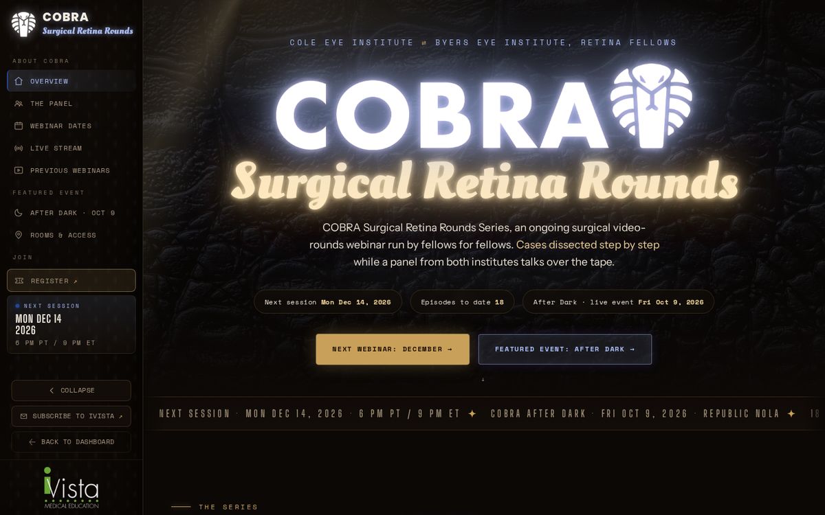 COBRA Surgical Retina Rounds home page
