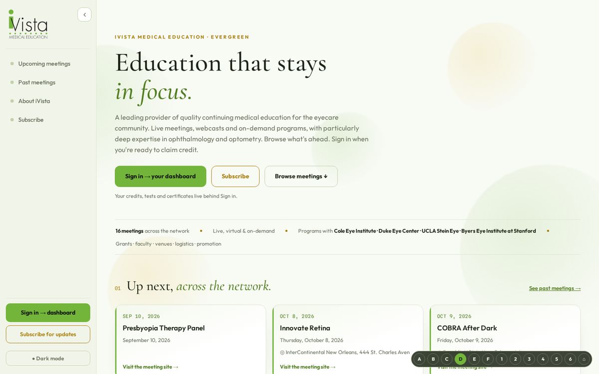 iVista Meetings network home, Home D · Evergreen