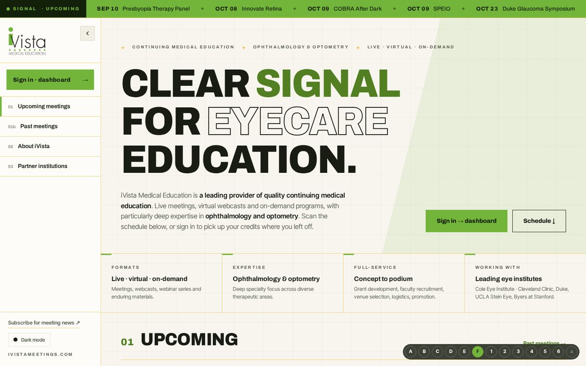 iVista Meetings network home, Home F · Signal