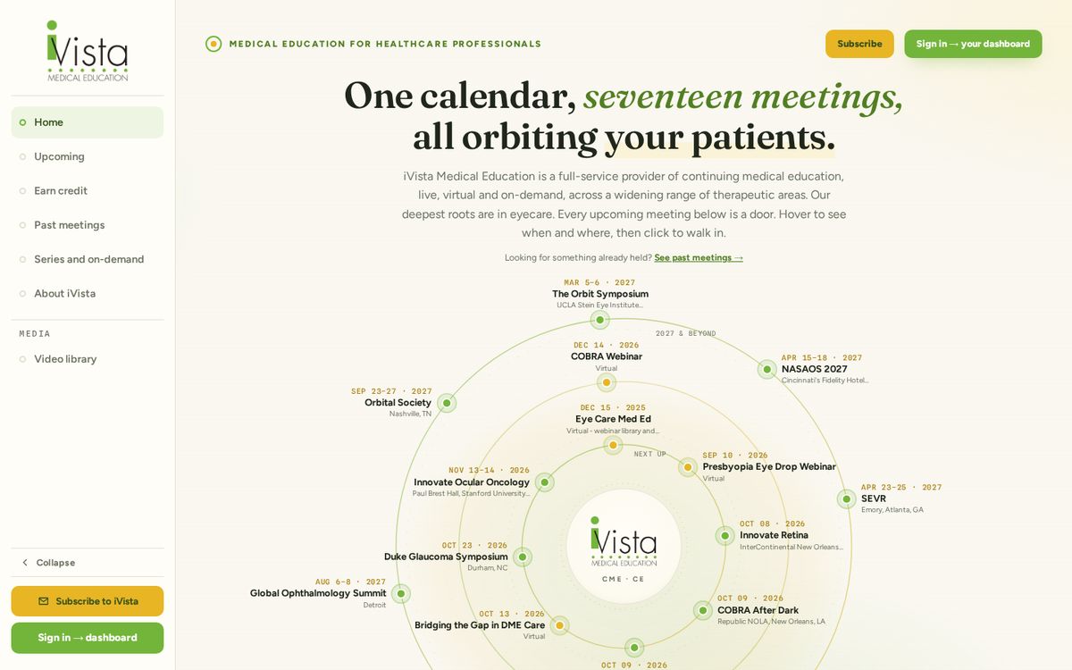 iVista Meetings home page